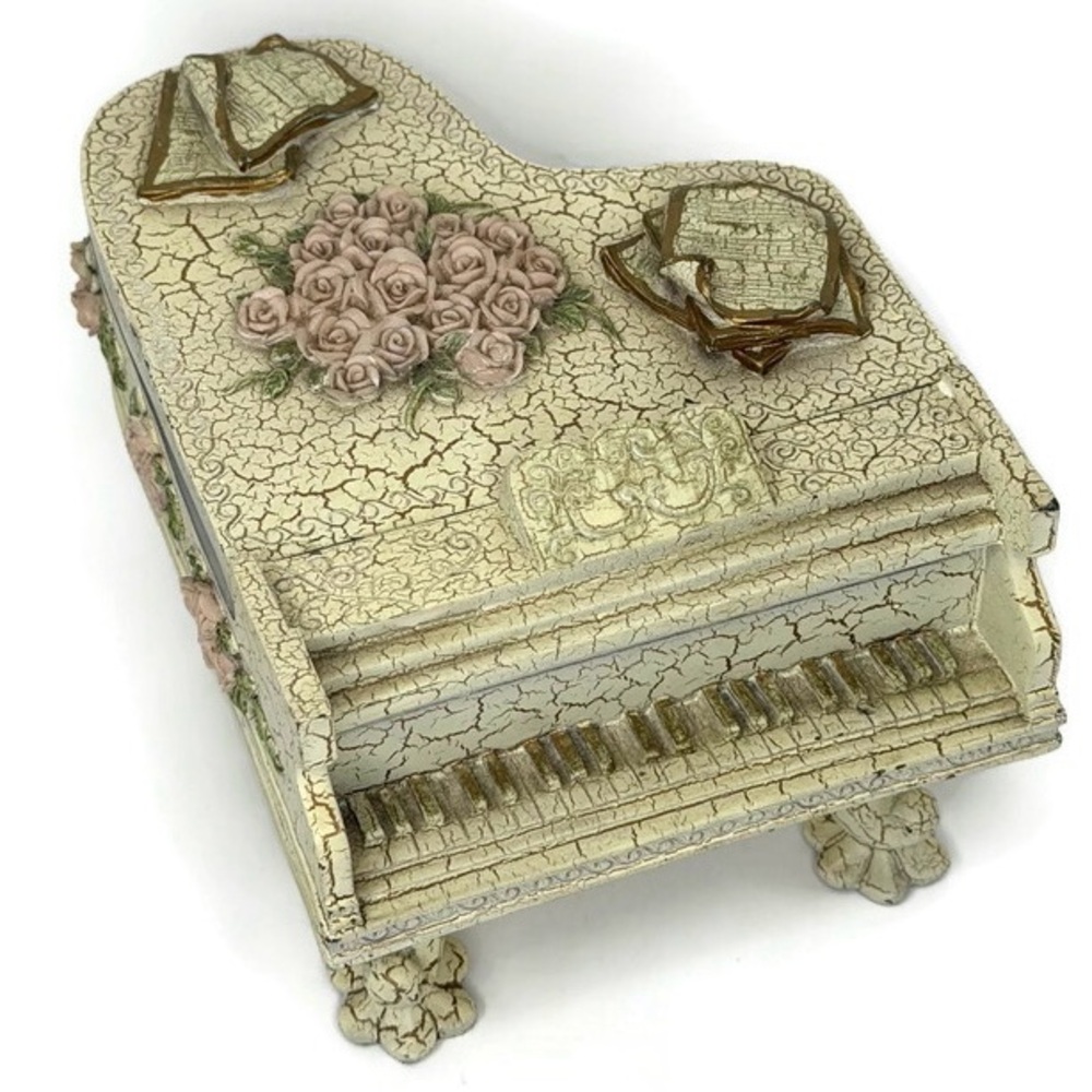 Vintage Hand Painted Dezine Musical Piano Wind Up